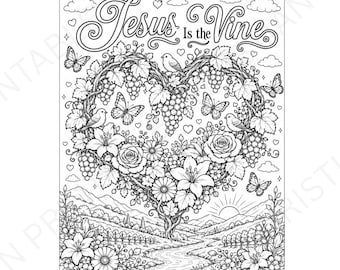 Jesus Is The Vine | Christian Coloring Page Printable (Digital Download)