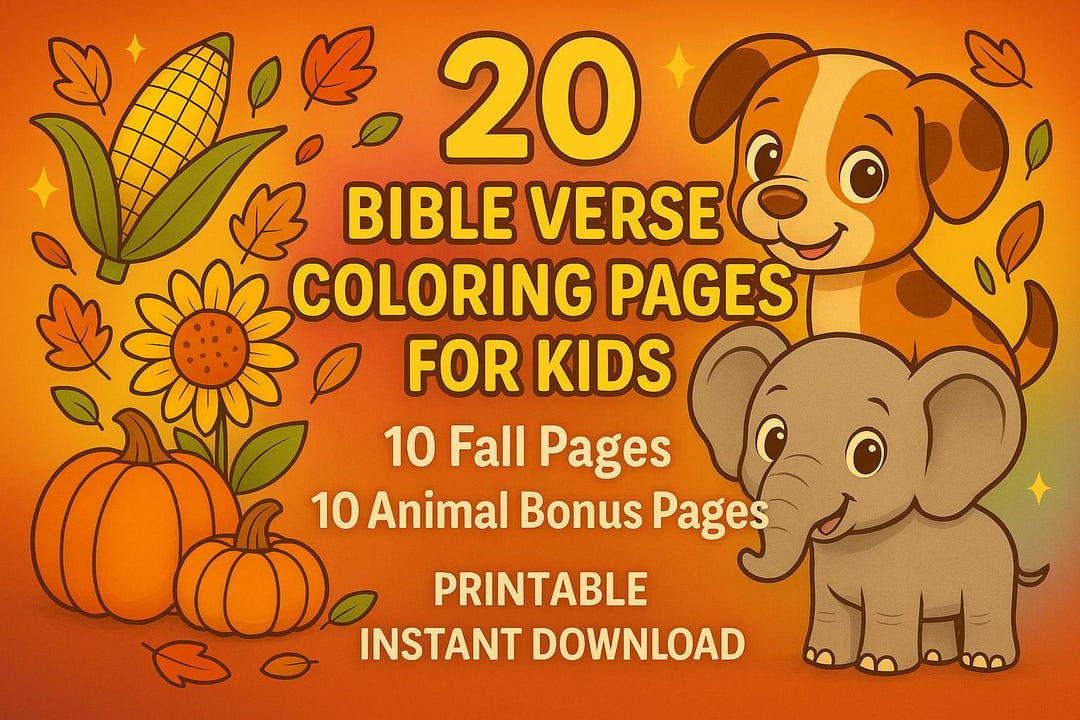10 Fall Animal Bible Verse Printable Coloring Pages + 10 Free Bonus ...