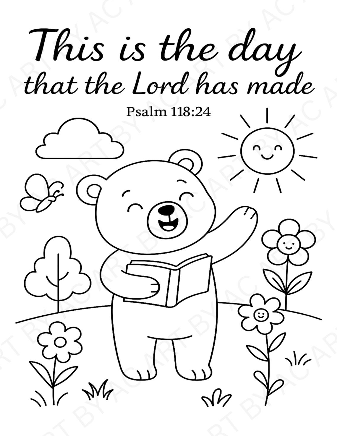 Kids Bible Verse Coloring Pages: Christian Printable Set of 5(digital ...