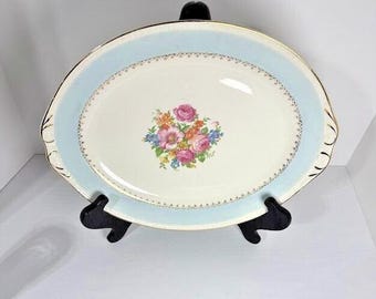 Vintage Homer Laughlin Eggshell Georgian Chateau Blue 13.5" Oval Serving Platter