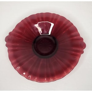 VTG Old Cafe Royal Ruby Round Mint Tray Anchor Hocking Ridges Depression Glass