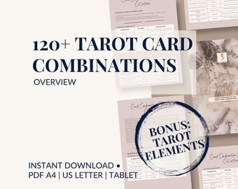 120+ Tarot Card Combinations Overview • Major + Minor + Same & Cross Suit Meanings • Quick Reference PDF • A4 US Letter Tablet