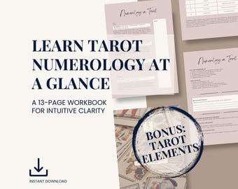 Tarot Numerology Workbook • Numbers 1 to 10 • Meanings + Keynotes + Reflection Pages + Bonus • 13-Pages Workbook • PDF A4 US Letter Tablet