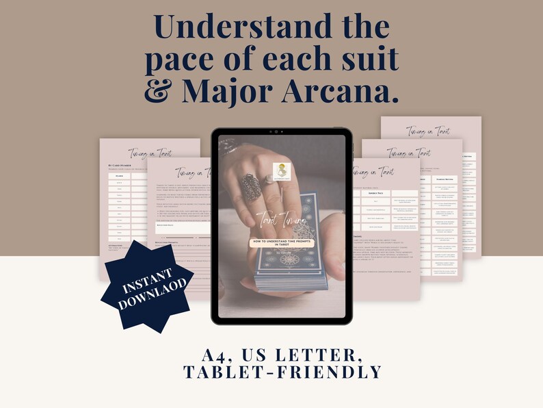 Understand Tarot timing for each suit and Major Arcana. Digital guide to reading pace and rhythm. Instant download, tablet-friendly and printable.