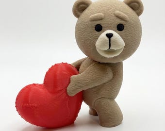 Funny "Rude Bear" Ted Valentine's Figure | 4" 3D Printed Desk Buddy | Sarcastic Love Gift for Him | Thunder Buddy Gag Gift | Naughty Teddy