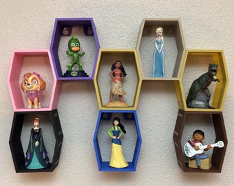 Tonie Hive Interlocking Hexagon Wall Shelves for Kids Toniebox Figure Display and Organization