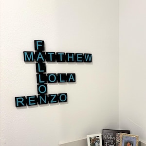 Custom 3D Printed Family Name Wall Tiles – Family Name Crossword | Personalized Wall Art | Color Variety | Letter Tiles
