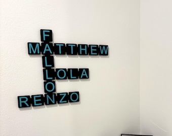 Custom 3D Printed Family Name Wall Tiles – Family Name Crossword | Personalized Wall Art | Color Variety | Letter Tiles