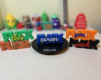 F-Word Sign - 3D Printed Stacked Text - 5.5 Inches or 7 Inches Fuck