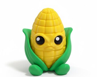 Cautious Corn Stash Jar | 3D Printed Hidden Storage | Kawaii Desk Accessory | Funny Vegetable Gift | Secret Trinket Box