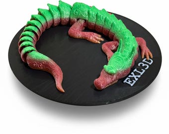 Deluxe 15" Articulated Dragon | Intricate Glyph Texture | 3D Printed Fidget Toy | Multicolor Rainbow & Custom Colors | Fantasy Desk Decor