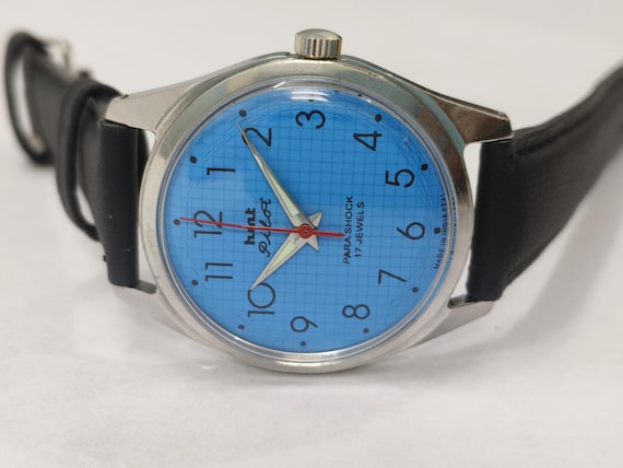 Vintage Refurbished HMT Pilot 17 Jewels Mechanical Hand Winding Men's Wrist Watch