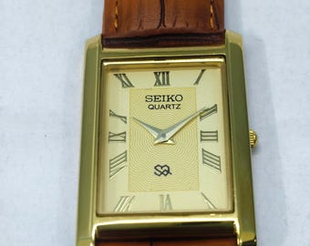 Vintage Seiko Ladies' 80's Mini Tank Watch, Two-tone 18k Rose Gold