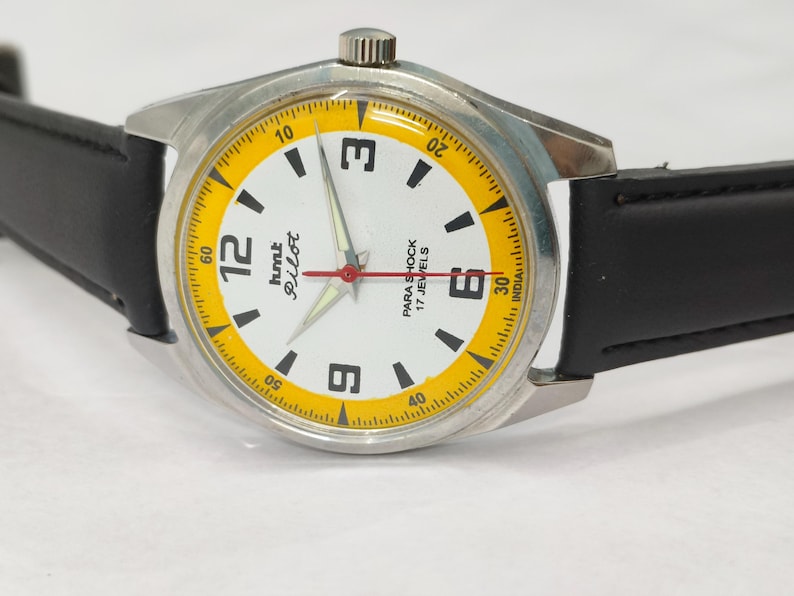 Vintage Überholte HMT Pilot Weiß Gelb 17 Jewels Mechanische Handaufzug Herrenarmbanduhr Bild 14