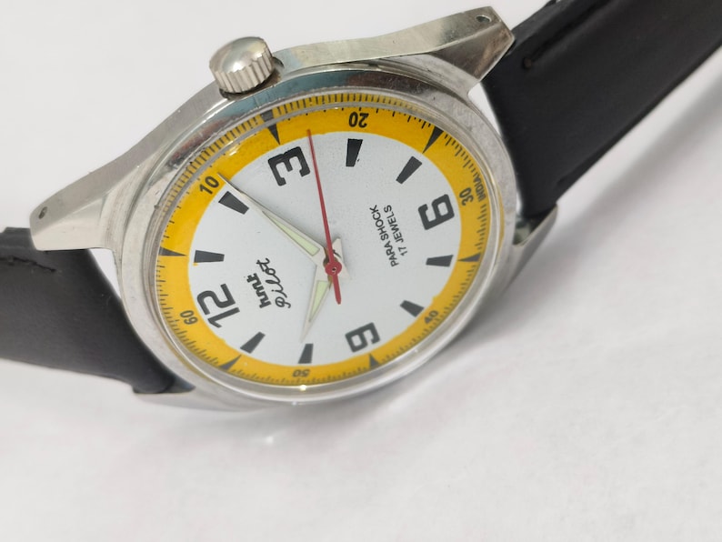 Vintage Überholte HMT Pilot Weiß Gelb 17 Jewels Mechanische Handaufzug Herrenarmbanduhr Bild 7