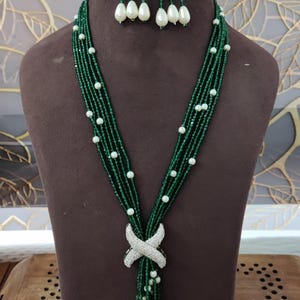 Five Liner White Green Pearl Necklace | Winni