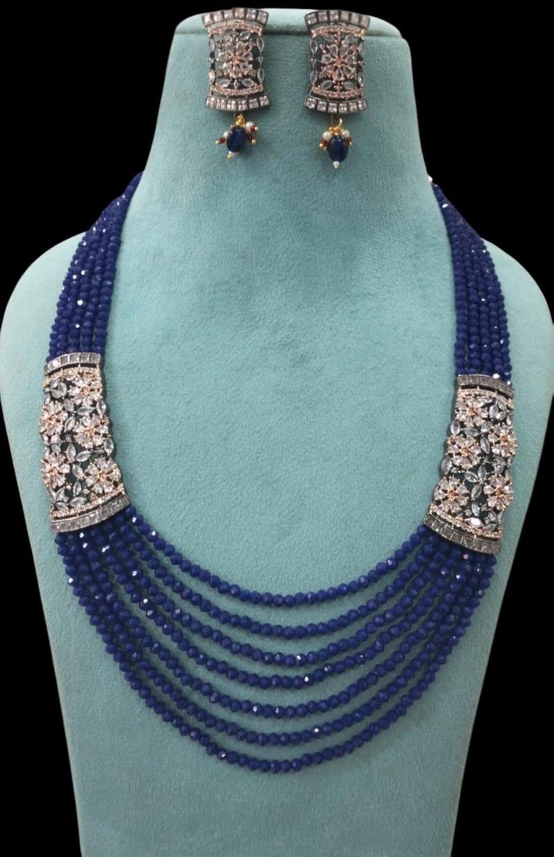 Red Onyx Multi Strand Necklace Set With CZ Bars, Statement Beaded — free download