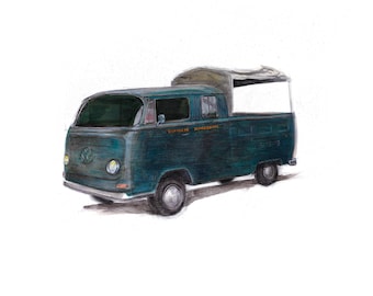 Kombi VW – Impressão artística pintada à mão