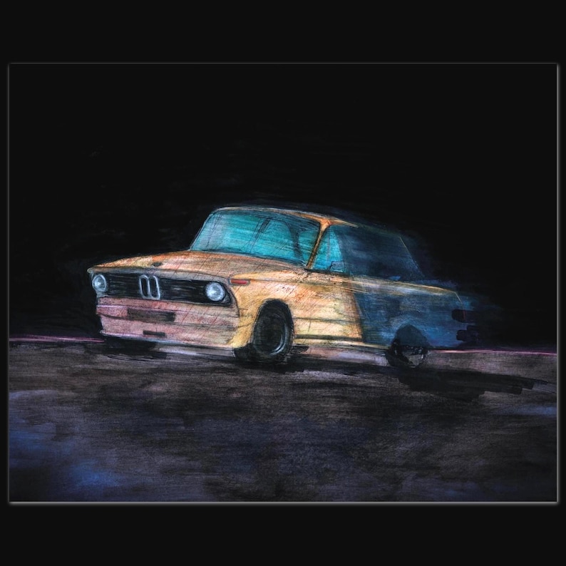 BMW 2002 Art Print | Classic 1970s Sports Sedan Poster | Vintage BMW ...