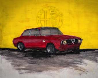 Alfa Romeo GTA z 1965 roku – ręcznie malowany wydruk artystyczny