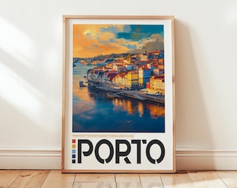Porto Portugal Print: Travel Poster of the Douro River, Europe Wall Art