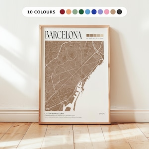 Barcelona City Map Poster: Catalonia Travel Art Print