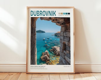 Dubrovnik Croatia Print: Travel Poster of the Adriatic Coast, Europe Wall Art