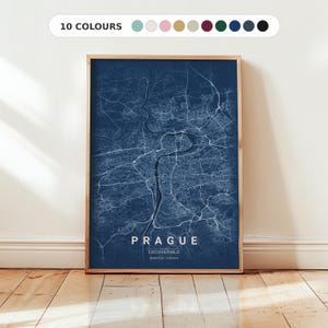 Prague Map Poster: Czech Republic Travel Art, Office Wall Decor, Blue Art Print