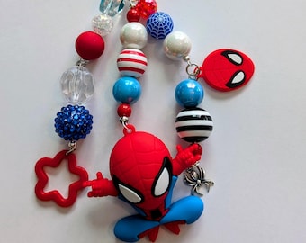 Ciondolo per borsa di Spiderman / Ciondoli per borsa Marvel / Accessorio fandom con perline di Miles Morales e Spidey / Regali per lui/lei / Decorazioni per zaini