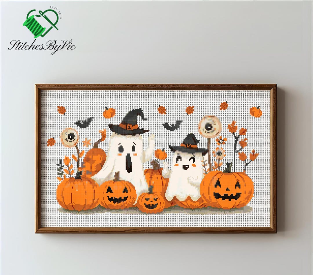 Halloween Ghosts and Pumpkins Cross Stitch Pattern (instant Download ...