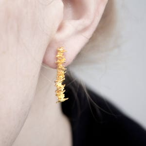 Ethical earrings in fair silver gold plated, Nako collection, contemporary natural organic design sustainable green jewelry made by myself