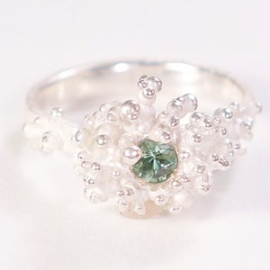925 Responsibly Mined Silver Solitaire Ring with a Fairtrade Blue Green Tourmaline Rosée Collection Handmade Unique Promise Ring Barcelona