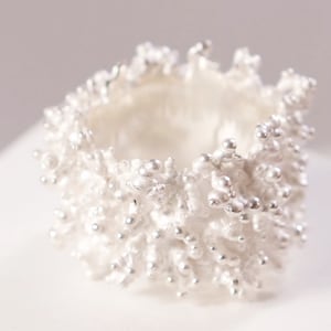 Fair White Silver Band Ring from the Rosée Collection Contemporary Drop Unique Irregular Shaped Fair Trade Organic Style Thick Original
