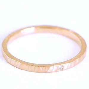 Solid Rose Gold Fairmined Promise Ring with a White Fairtrade Ethical Australian Diamond - Contemporary Minimal Custom made Engagement Ring