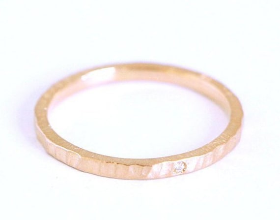 Solid Rose Gold Fairmined Promise Ring with a White Fairtrade Ethical Australian Diamond - Contemporary Minimal Custom made Engagement Ring