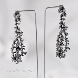 Fair Oxidised 925 Silver Earrings - Rosée New Collection - Ethical Barcelona Sustainable Jewelry Handmade Contemporary Organic Style Design