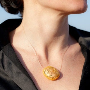 Gold Plated Fair Silver Pendant Contemporary Design Gold Meerschaum Special Collection Sculptural Jewel Piece By Emilie Bliguet Barcelona image 3