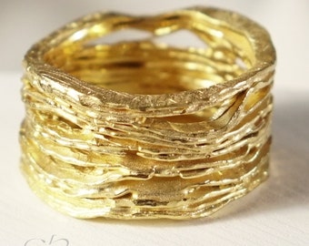Fair silver Gold Plated Ring Emilie Bliguet Barcelona workshop boutique Fairtrade Natural Raw Organic Style Unisex Textured Band Gogreen