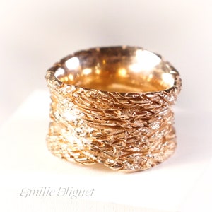 Rose Gold Plated Ring in Fair Silver from the Traces Collection Textured Huge Band Limited Edition Contemporary I Make Your Ring Barcelona image 5