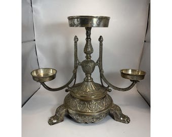 Candelabro de latón de 3 brazos Andrea by Sadek, portavelas vintage ornamentado