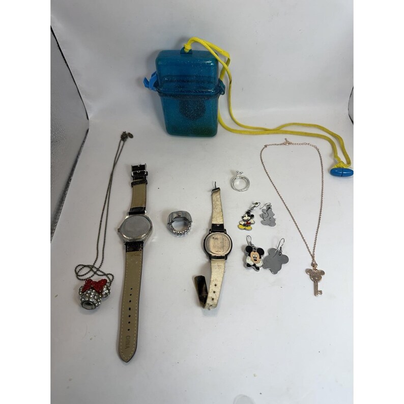 Disney Mickey Mouse Jewelry Watches Earrings Necklace Lot Vintage image 7