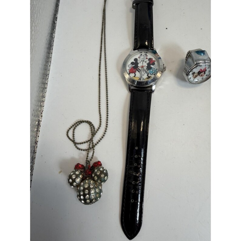 Disney Mickey Mouse Jewelry Watches Earrings Necklace Lot Vintage image 2