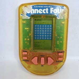 Vintage Milton Bradley Connect Four Electronic Handheld Game Yellow Translucent