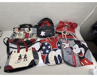 Disney Mickey Minnie Mouse Bags Lot Rugzak Tote Handtas Handtas Vintage 6 stuks