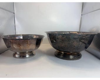 Gorham Heritage Silverpläterade skålar med fot, set om 2, VH1, VH2, vintage-silverplätering