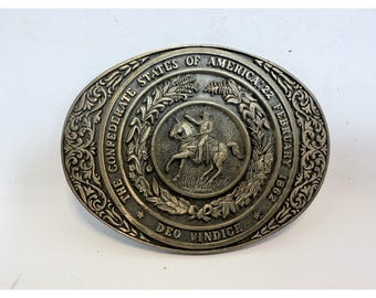 Award Design Medals Solid Brass CSA Great Seal Belt Buckle Vintage Confederate