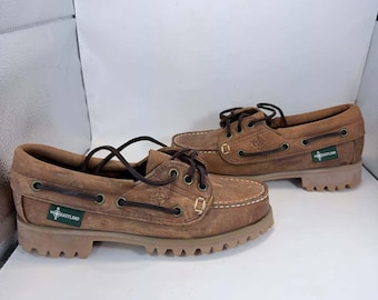Eastland Made in Maine 2214 Brown Leather Lug Sole Boat Shoes Mens 6M Vibram