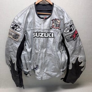 Kurtka motocyklowa Joe Rocket Suzuki GSX-R Silver Leather Racing z naszywkami męska L