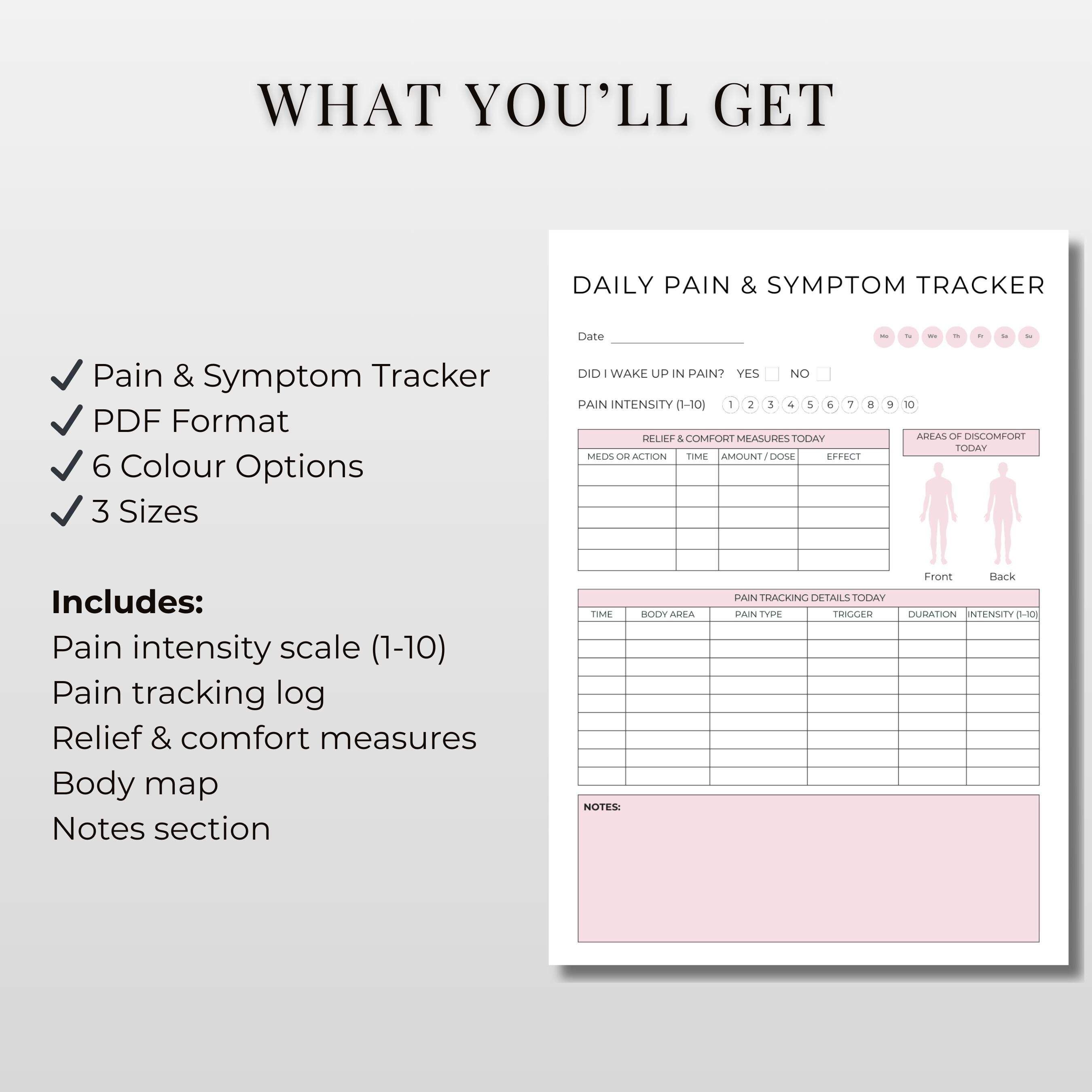 Fillable Pdf Pain Log Example Pain & Symptom Tracker Printable | Daily Pain Log | Printable Health ...