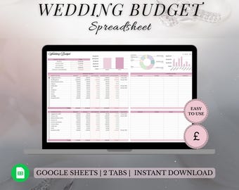 Hoja de cálculo de presupuesto de boda para Google Sheets / Planificador de presupuesto de boda editable / Rastreador de gastos de boda en libras esterlinas / Descarga digital